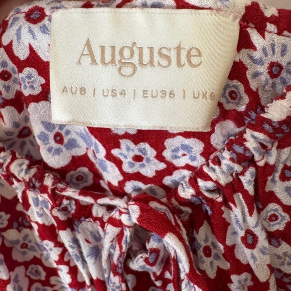 Auguste the Label Mila June Floral Red White Blue Mini Peasant Dress Size US 4 - Picture 15 of 16